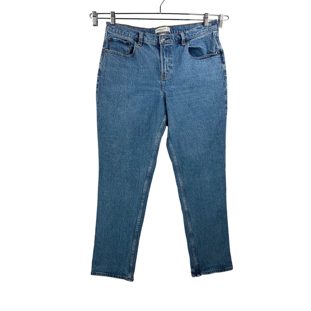 Abercrombie & Fitch 90s Straight Mid Rise Curve Love Jeans sz 32‎ Blue 90s retro